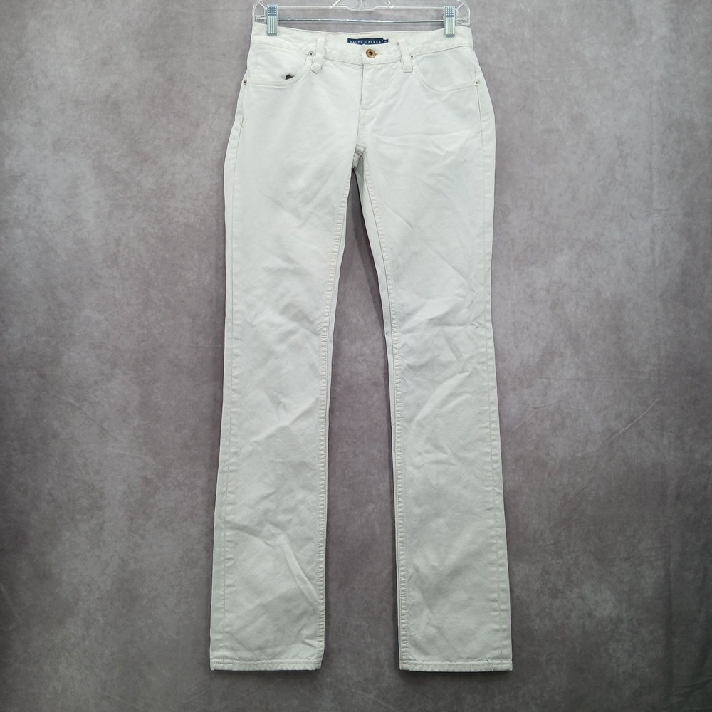 Y2K VTG White Blue Label Ralph Lauren Madison Straight Cotton 28 Pants Jeans 26
